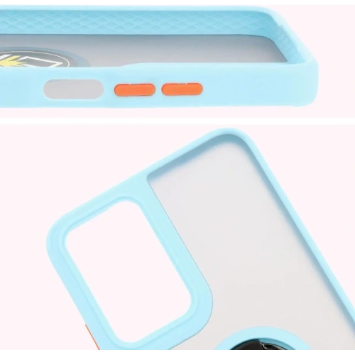 Etui z uchwytem na palec Bizon Case Hybrid Ring do Motorola Moto G35 5G przydymione z jasnoniebieską ramką