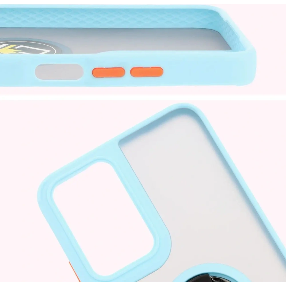 Hurtownia GSM - Etui z uchwytem na palec Bizon Case Hybrid Ring do Motorola Moto G35 5G kouřové s jasně modrým rámem - BIZ7097 - {ean13} - Hurt