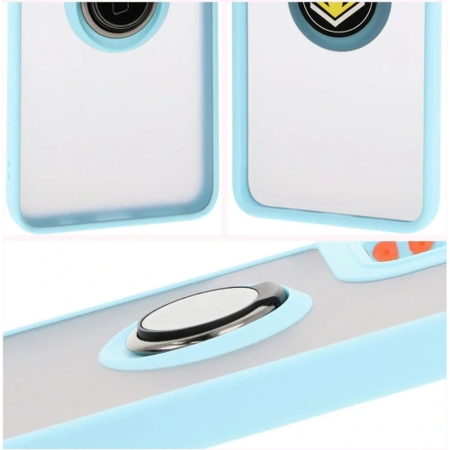 Etui z uchwytem na palec Bizon Case Hybrid Ring do Motorola Moto G35 5G przydymione z jasnoniebieską ramką