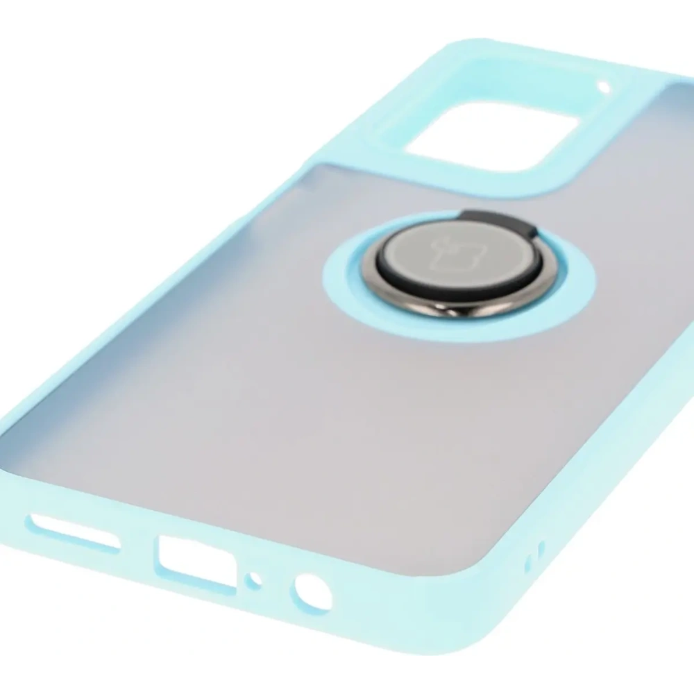 Hurtownia GSM - Etui z uchwytem na palec Bizon Case Hybrid Ring do Motorola Moto G35 5G kouřové s jasně modrým rámem - BIZ7097 - {ean13} - Hurt