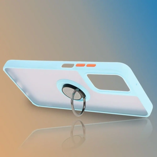 Etui z uchwytem na palec Bizon Case Hybrid Ring do Motorola Moto G35 5G przydymione z jasnoniebieską ramką