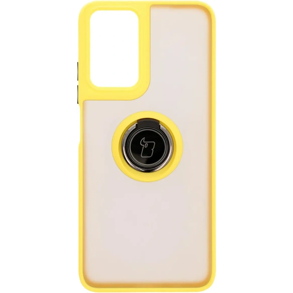 Hurtownia GSM - Etui z uchwytem na palec Bizon Case Hybrid Ring do Motorola Moto G35 5G kouřové s žlutým rámem - BIZ7098 - {ean13} - Hurt