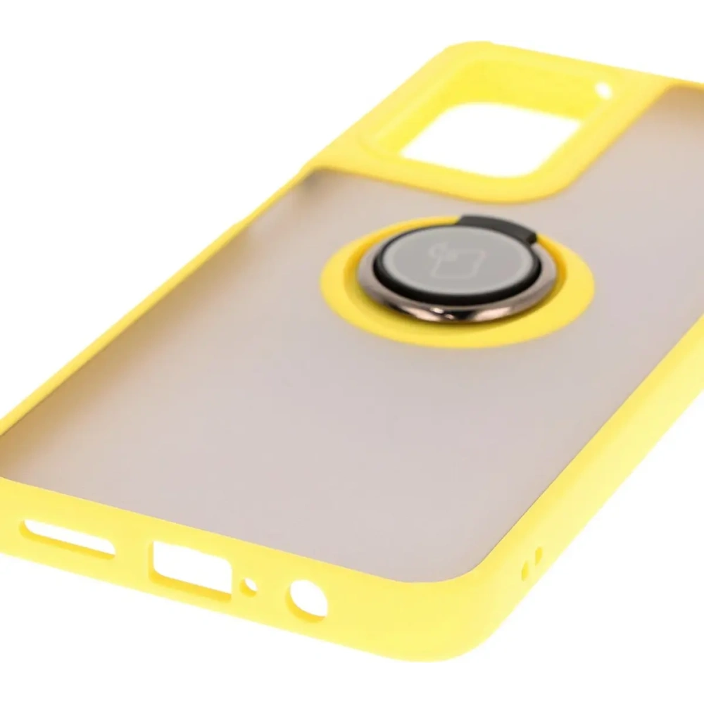 Hurtownia GSM - Etui z uchwytem na palec Bizon Case Hybrid Ring do Motorola Moto G35 5G kouřové s žlutým rámem - BIZ7098 - {ean13} - Hurt