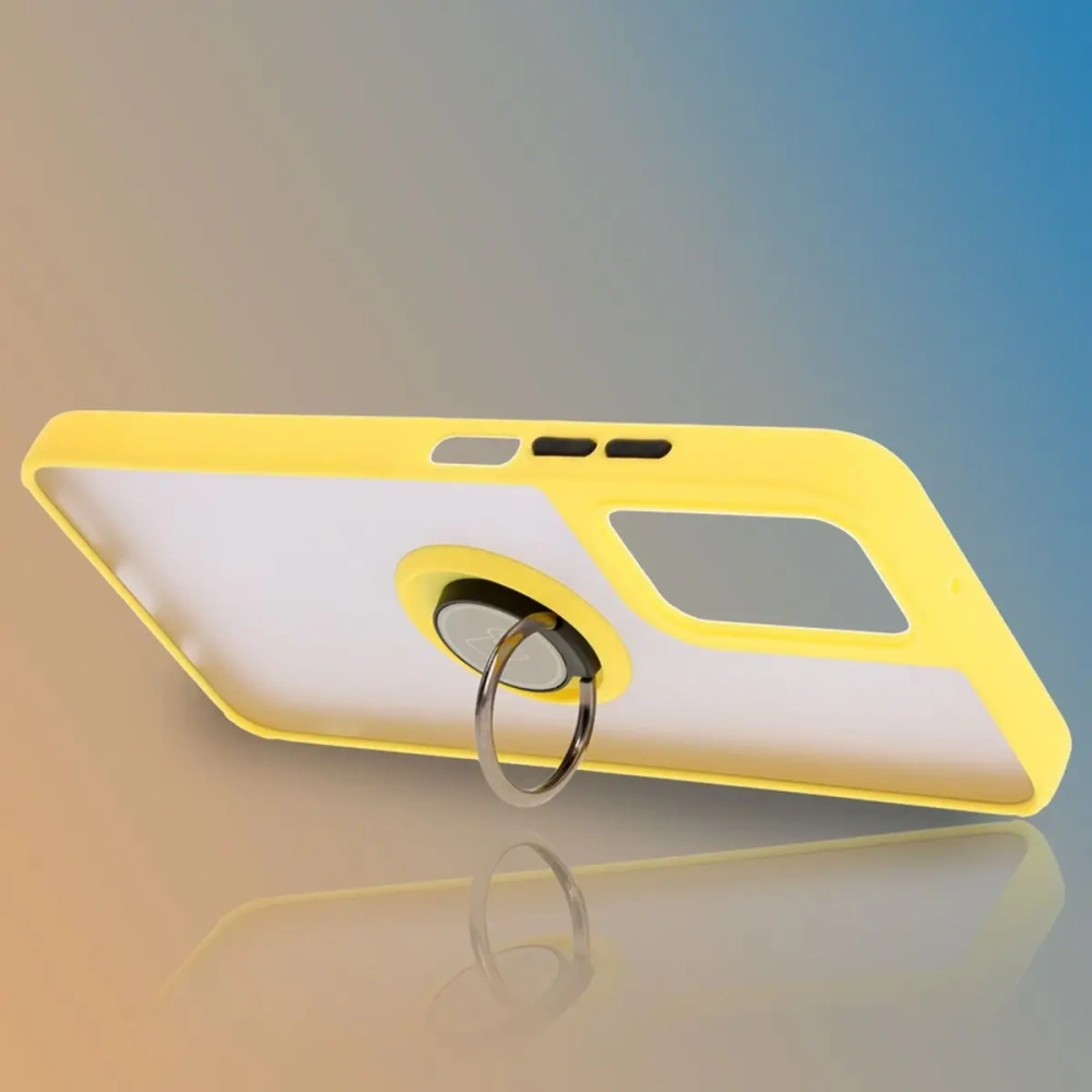 Hurtownia GSM - Etui z uchwytem na palec Bizon Case Hybrid Ring do Motorola Moto G35 5G kouřové s žlutým rámem - BIZ7098 - {ean13} - Hurt