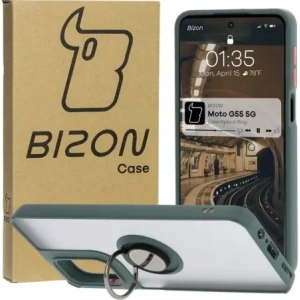 Wholesale Bizon Case Hybrid Ring Motorola Moto G55 5G smoky with a dark green frame - BIZ7099 - {ean13} - Hurt