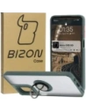 Etui z uchwytem na palec Bizon Case Hybrid Ring do Motorola Moto G55 5G kouřové s tmavě zeleným rámečkem