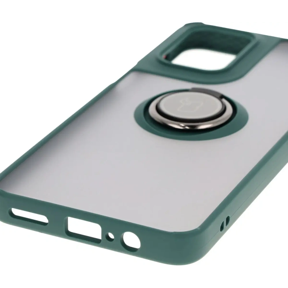 Hurtownia GSM - Etui z uchwytem na palec Bizon Case Hybrid Ring do Motorola Moto G55 5G kouřové s tmavě zeleným rámečkem - BIZ7099 - {ean13} - Hurt