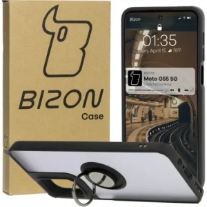 Wholesale Bizon Case Hybrid Ring Motorola Moto G55 5G smoky with a black frame - BIZ7100 - {ean13} - Hurt
