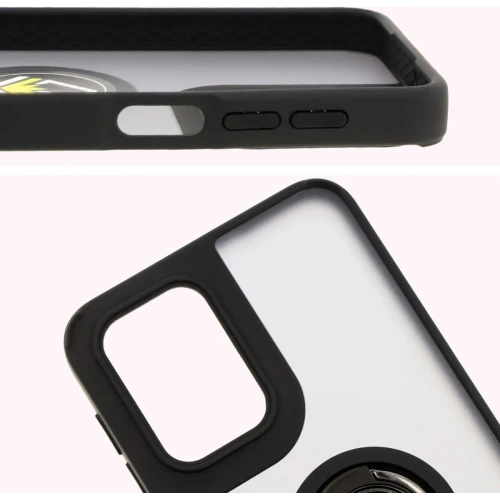 Etui z uchwytem na palec Bizon Case Hybrid Ring do Motorola Moto G55 5G przydymione z czarną ramką