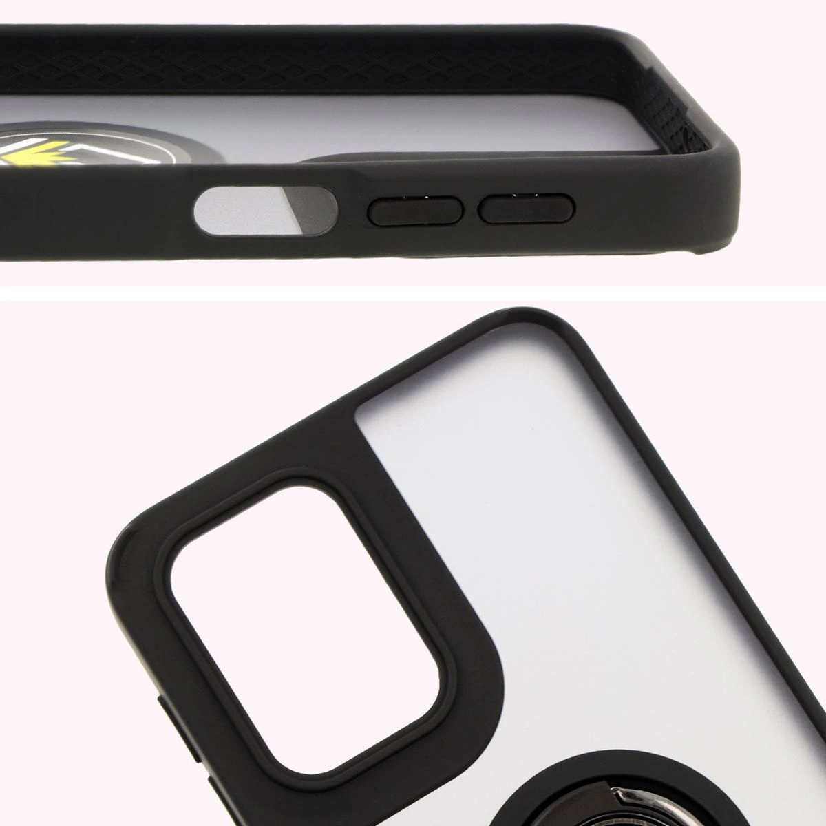 Kryt Bizon Case Hybrid Ring Motorola Moto G55 5G smoky with a black frame