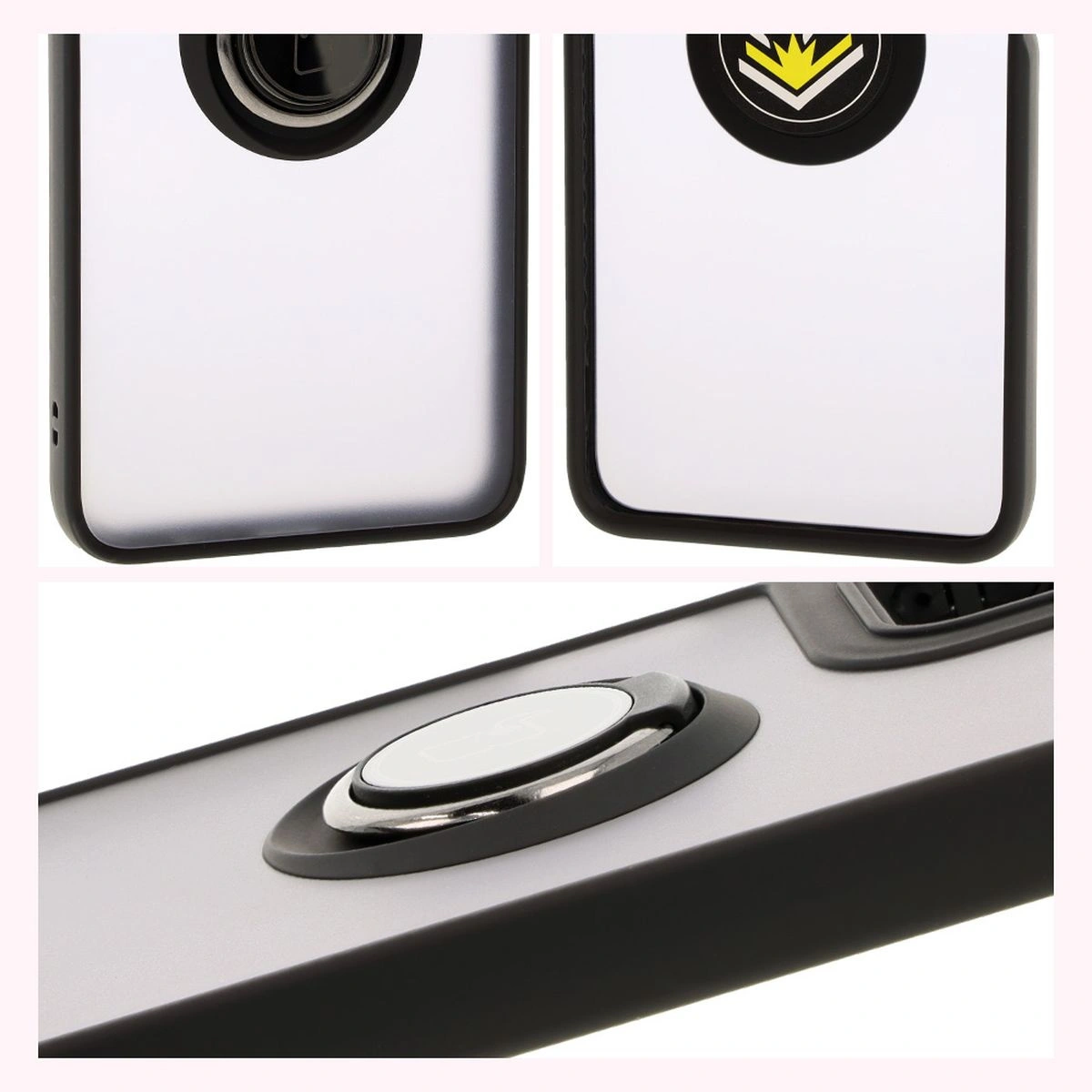 Kryt Bizon Case Hybrid Ring Motorola Moto G55 5G smoky with a black frame