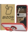 Bizon Case Hybrid Ring Motorola Moto G55 5G fumuriu cu un cadru roșu