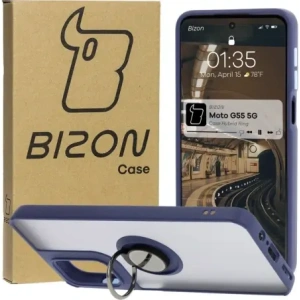 Wholesale Bizon Case Hybrid Ring Motorola Moto G55 5G smoky with a navy blue frame - BIZ7102 - {ean13} - Hurt