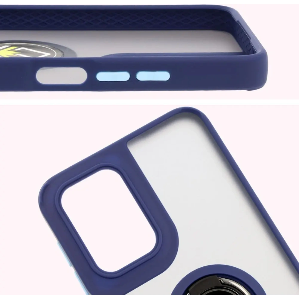 Hurtownia GSM - Bizon Case Hybrid Ring Motorola Moto G55 5G fumuriu cu un cadru bleu marin - BIZ7102 - {ean13} - Hurt