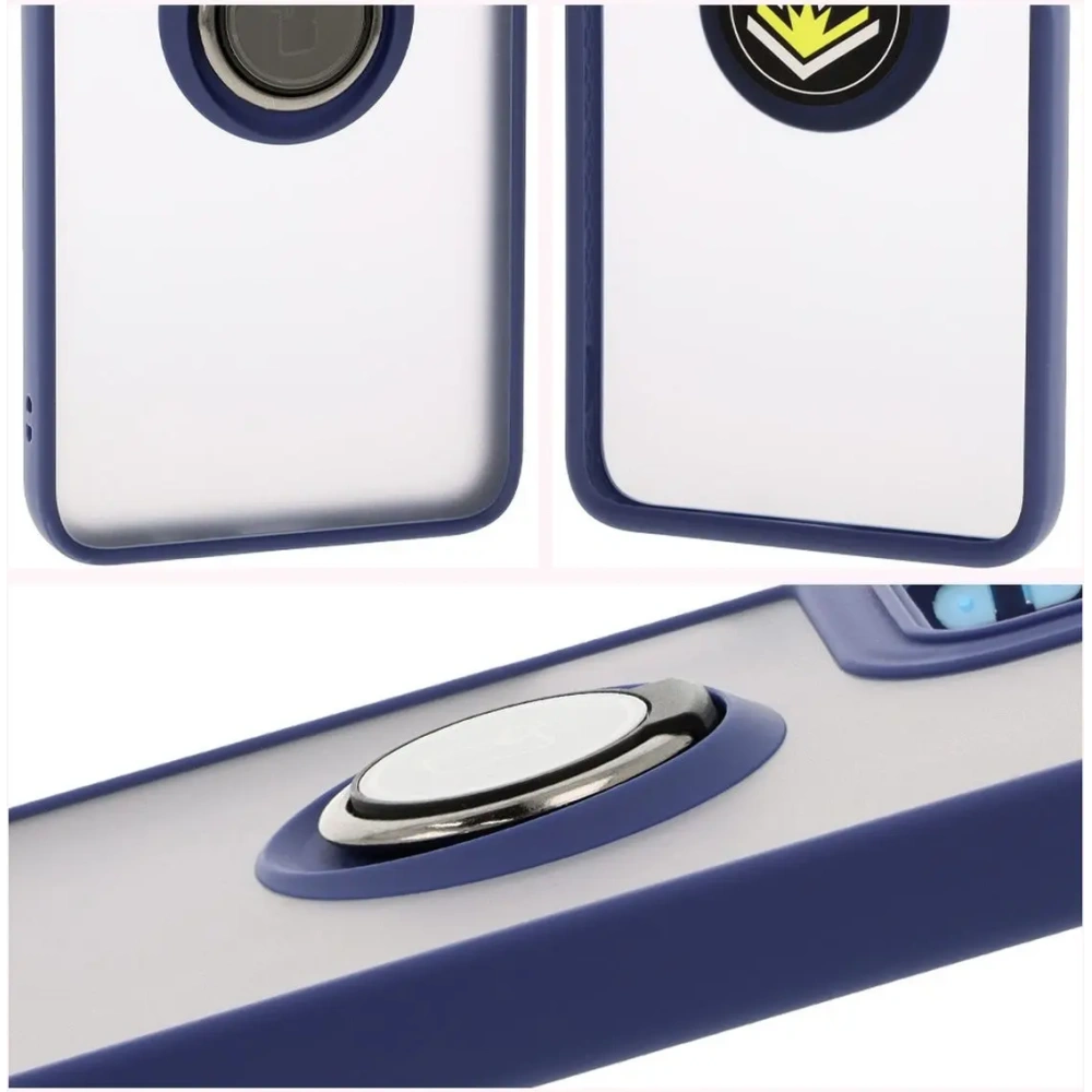 Hurtownia GSM - Bizon Case Hybrid Ring Motorola Moto G55 5G fumuriu cu un cadru bleu marin - BIZ7102 - {ean13} - Hurt