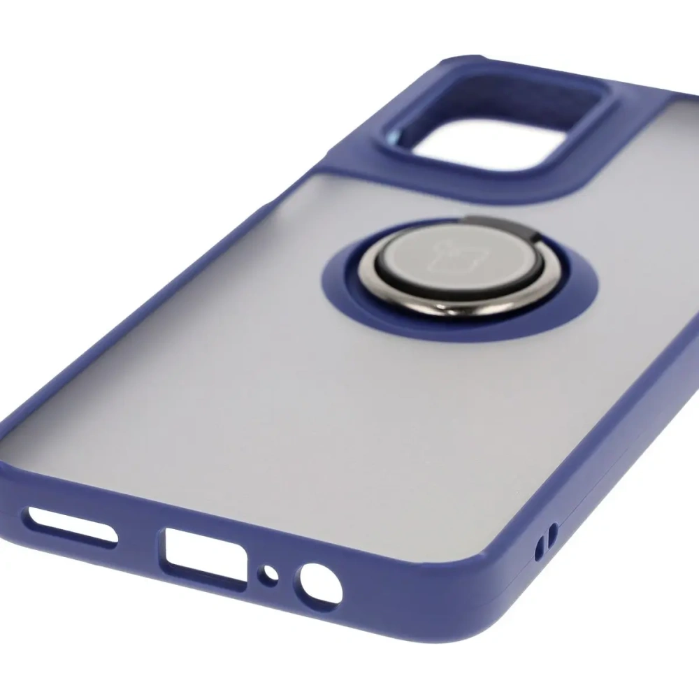 Hurtownia GSM - Bizon Case Hybrid Ring Motorola Moto G55 5G fumuriu cu un cadru bleu marin - BIZ7102 - {ean13} - Hurt