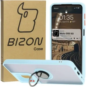 Wholesale Bizon Case Hybrid Ring Motorola Moto G55 5G smoky with a light blue frame - BIZ7103 - {ean13} - Hurt