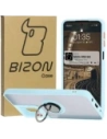 Etui z uchwytem na palec Bizon Case Hybrid Ring do Motorola Moto G55 5G kouřové s jasně modrým rámečkem
