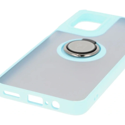 Etui z uchwytem na palec Bizon Case Hybrid Ring do Motorola Moto G55 5G przydymione z jasnoniebieską ramką