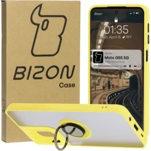 Wholesale Bizon Case Hybrid Ring Motorola Moto G55 5G smoky with a yellow frame - BIZ7104 - {ean13} - Hurt