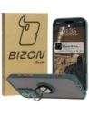 Bizon Case Hybrid Ring Apple iPhone 16 Plus rauchig mit einem dunkelgrünen Rahmen