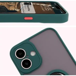 Hurtownia GSM - Etui z uchwytem na palec Bizon Case Hybrid Ring do Apple iPhone 16 Plus kouřové s tmavě zeleným rámečkem - BIZ7105 - {ean13} - Hurt