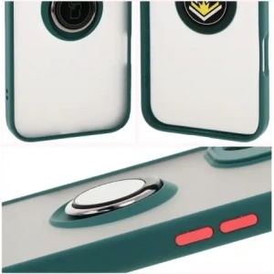 Hurtownia GSM - Etui z uchwytem na palec Bizon Case Hybrid Ring do Apple iPhone 16 Plus kouřové s tmavě zeleným rámečkem - BIZ7105 - {ean13} - Hurt