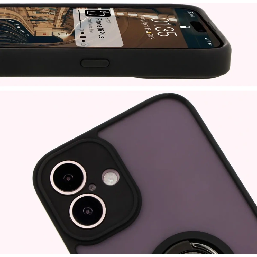 Hurtownia GSM - Bizon Case Hybrid Ring Apple iPhone 16 Plus rauchig mit einem schwarzen Rahmen - BIZ7106 - {ean13} - Hurt