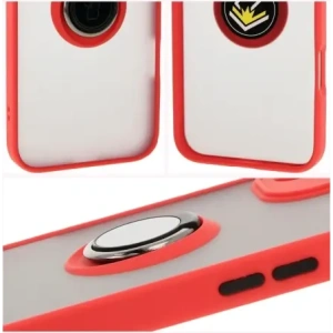 Hurtownia GSM - Etui s úchytem na prst Bizon Case Hybrid Ring do Apple iPhone 16 Plus kouřové s červeným rámem - BIZ7107 - {ean13} - Hurt
