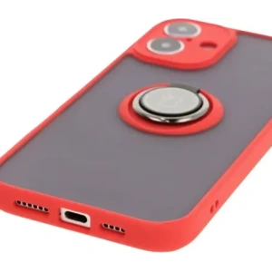 Hurtownia GSM - Etui s úchytem na prst Bizon Case Hybrid Ring do Apple iPhone 16 Plus kouřové s červeným rámem - BIZ7107 - {ean13} - Hurt