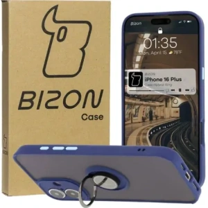 Hurtownia GSM - Etui s úchytem na prst Bizon Case Hybrid Ring do Apple iPhone 16 Plus kouřové s modrým rámem - BIZ7108 - {ean13} - Hurt
