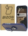 Bizon Case Hybrid Ring Apple iPhone 16 Plus rauchig mit einem navyblauen Rahmen