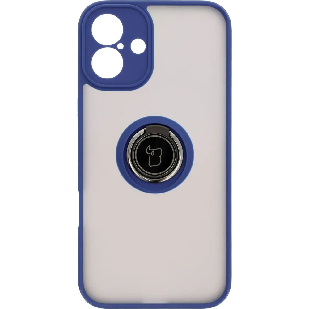Hurtownia GSM - Etui s úchytem na prst Bizon Case Hybrid Ring do Apple iPhone 16 Plus kouřové s modrým rámem - BIZ7108 - {ean13} - Hurt