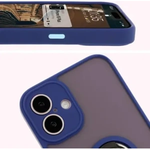 Hurtownia GSM - Etui s úchytem na prst Bizon Case Hybrid Ring do Apple iPhone 16 Plus kouřové s modrým rámem - BIZ7108 - {ean13} - Hurt