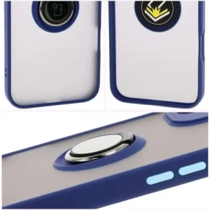 Hurtownia GSM - Etui s úchytem na prst Bizon Case Hybrid Ring do Apple iPhone 16 Plus kouřové s modrým rámem - BIZ7108 - {ean13} - Hurt
