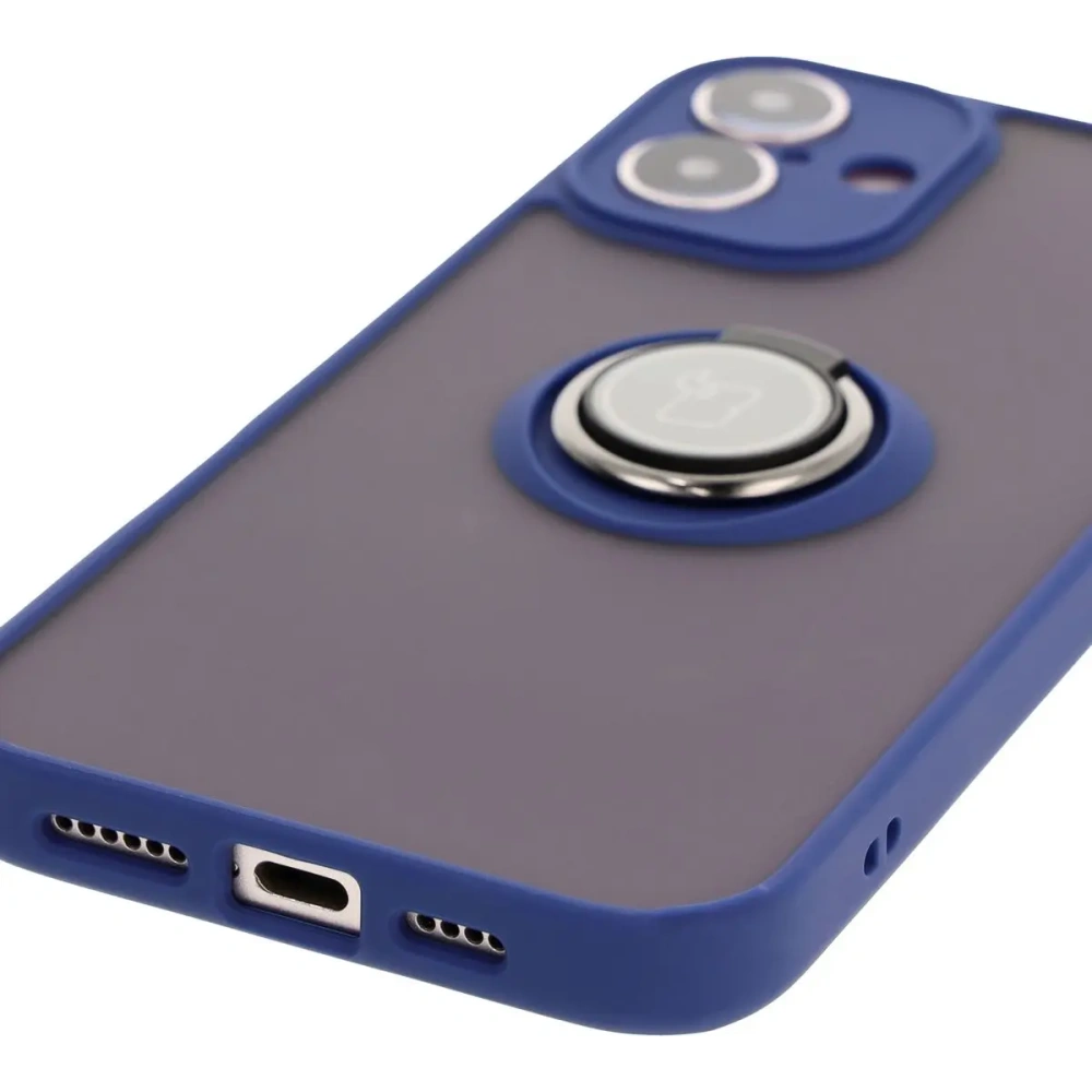 Hurtownia GSM - Bizon Case Hybrid Ring Apple iPhone 16 Plus fumuriu cu un cadru albastru marin - BIZ7108 - {ean13} - Hurt