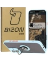 Etui s úchytem na palec Bizon Case Hybrid Ring do Apple iPhone 16 Plus kouřové s jasně modrým rámečkem