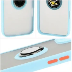 Hurtownia GSM - Etui s úchytem na palec Bizon Case Hybrid Ring do Apple iPhone 16 Plus kouřové s jasně modrým rámečkem - BIZ7109 - {ean13} - Hurt