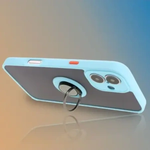 Hurtownia GSM - Etui s úchytem na palec Bizon Case Hybrid Ring do Apple iPhone 16 Plus kouřové s jasně modrým rámečkem - BIZ7109 - {ean13} - Hurt