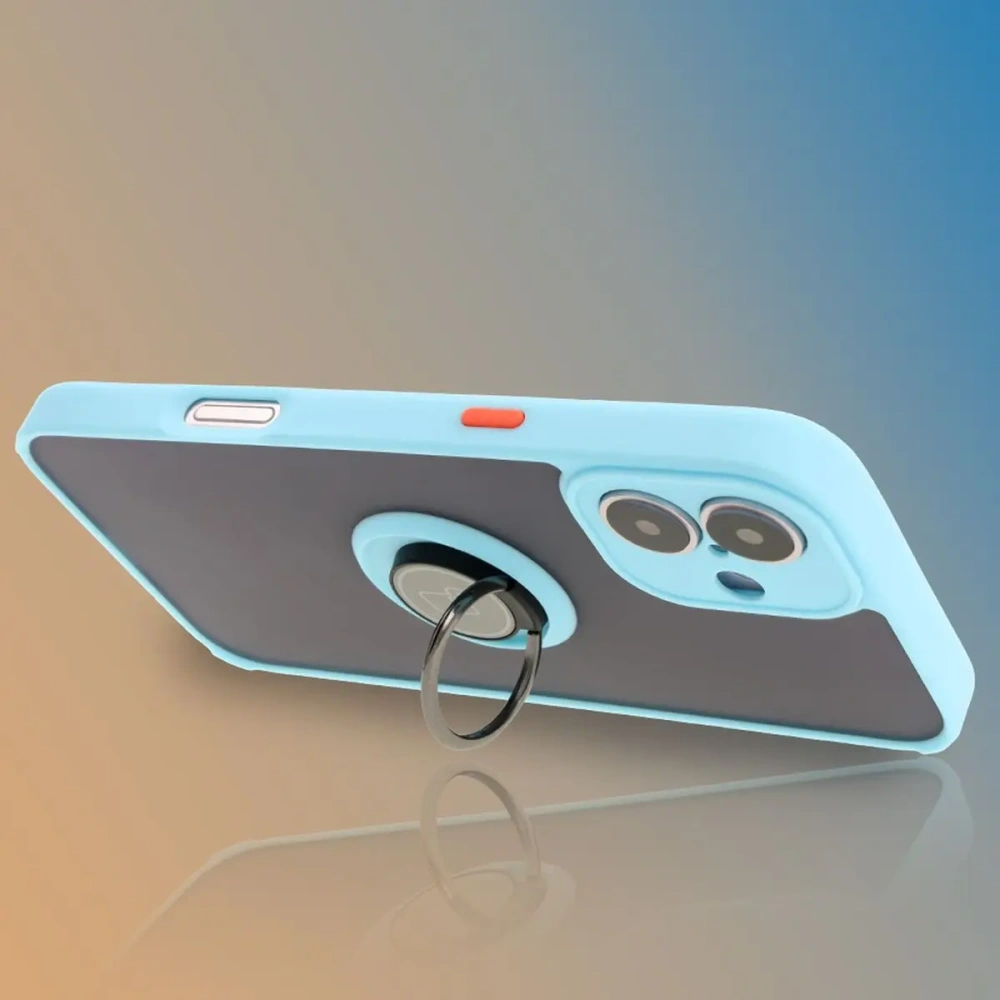 Wholesale Bizon Case Hybrid Ring Apple iPhone 16 Plus smoky with a light blue frame - BIZ7109 - {ean13} - Hurt
