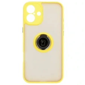 Hurtownia GSM - Etui z uchwytem na palec Bizon Case Hybrid Ring do Apple iPhone 16 Plus zakouřené se žlutým rámečkem - BIZ7110 - {ean13} - Hurt