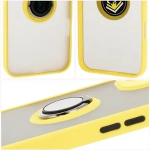 Hurtownia GSM - Etui z uchwytem na palec Bizon Case Hybrid Ring do Apple iPhone 16 Plus zakouřené se žlutým rámečkem - BIZ7110 - {ean13} - Hurt