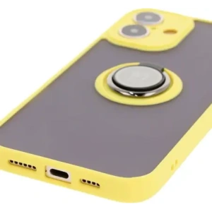 Hurtownia GSM - Etui z uchwytem na palec Bizon Case Hybrid Ring do Apple iPhone 16 Plus zakouřené se žlutým rámečkem - BIZ7110 - {ean13} - Hurt