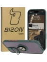 Bizon Case Hybrid Ring Apple iPhone 16 rauchig mit einem dunkelgrünen Rahmen