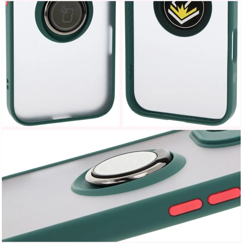 Hurtownia GSM - Bizon Case Hybrid Ring Apple iPhone 16 rauchig mit einem dunkelgrünen Rahmen - BIZ7111 - {ean13} - Hurt