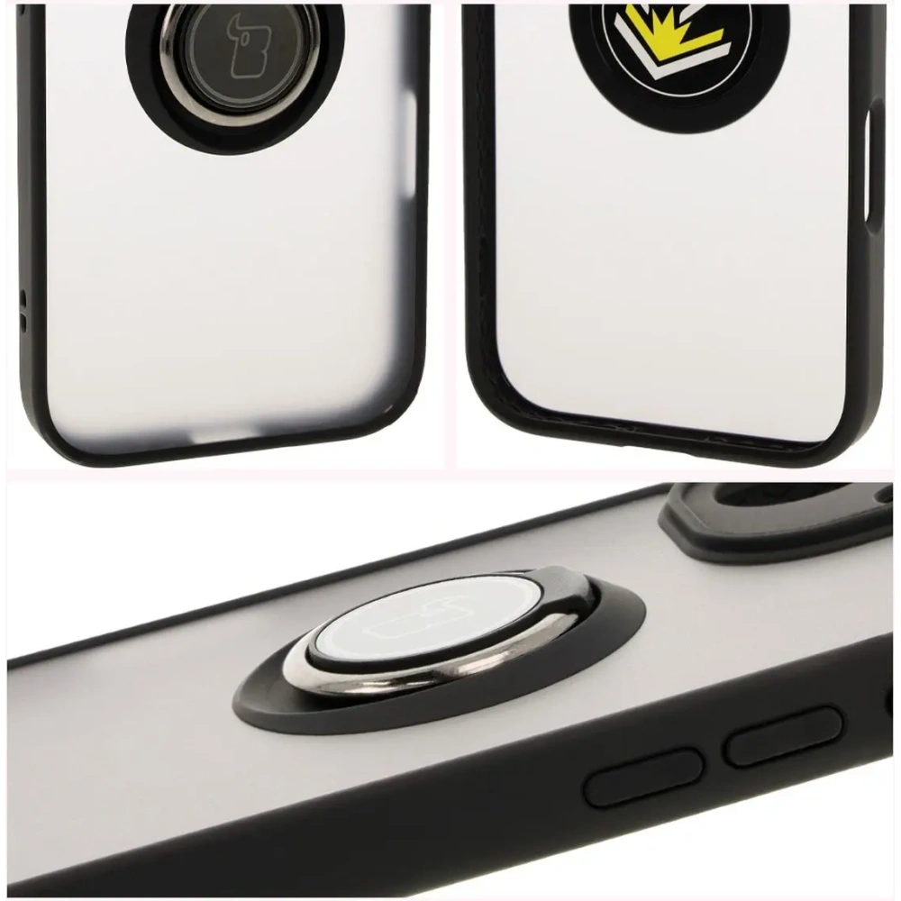 Hurtownia GSM - Bizon Case Hybrid Ring Apple iPhone 16 fumuriu cu un cadru negru - BIZ7112 - {ean13} - Hurt