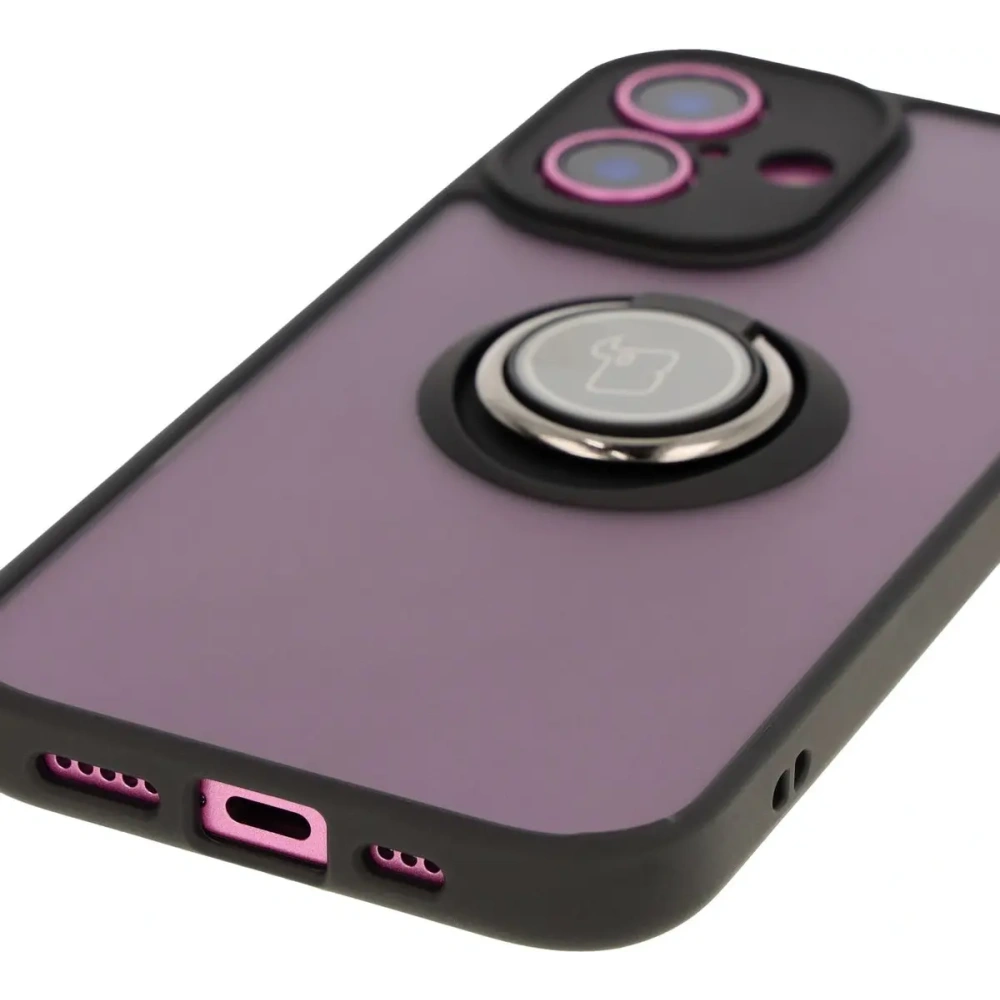 Hurtownia GSM - Bizon Case Hybrid Ring Apple iPhone 16 fumuriu cu un cadru negru - BIZ7112 - {ean13} - Hurt