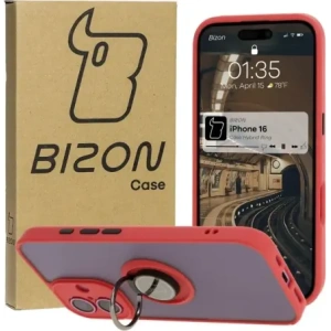 Hurtownia GSM - Bizon Case Hybrid Ring Apple iPhone 16 fumuriu cu un cadru roșu - BIZ7113 - {ean13} - Hurt