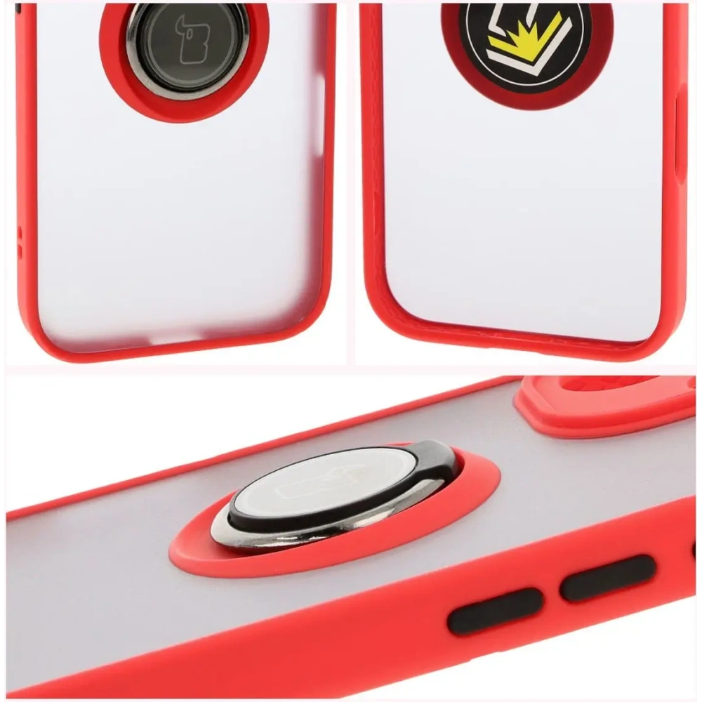 Hurtownia GSM - Bizon Case Hybrid Ring Apple iPhone 16 fumuriu cu un cadru roșu - BIZ7113 - {ean13} - Hurt