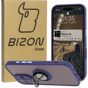 Hurtownia GSM - Bizon Case Hybrid Ring Apple iPhone 16 fumuriu cu un cadru bleu marin - BIZ7114 - {ean13} - Hurt